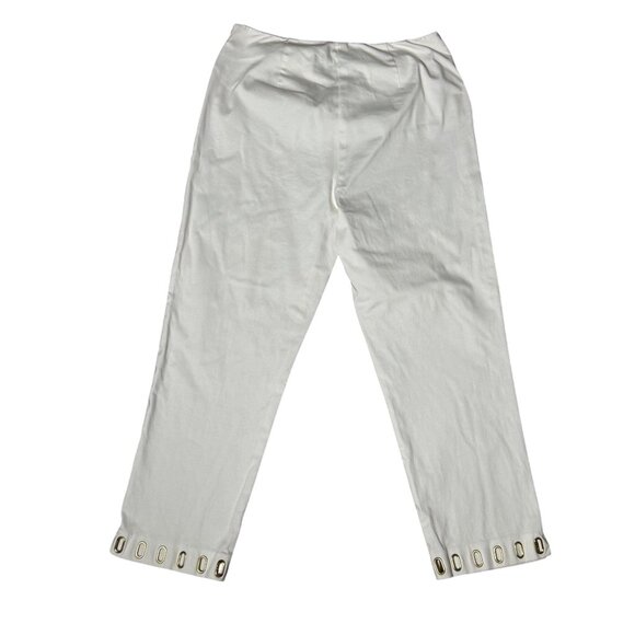Jones New York Signature Dress Pants Size 4 White Stretch Keyhole Bottom Detail - Picture 6 of 11